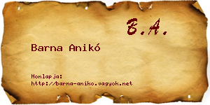 Barna Anikó névjegykártya
